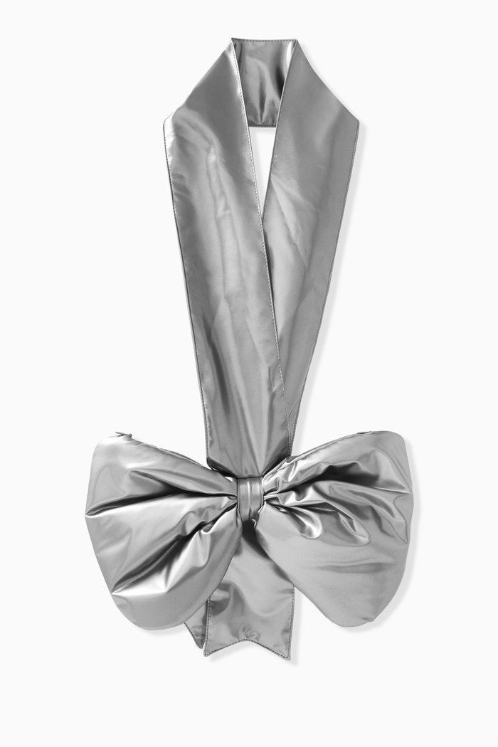 

Bow-detail Shoulder Bag in Nylon, Silver