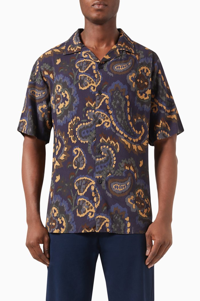

Paisley Didcot Shirt in Viscose, Blue