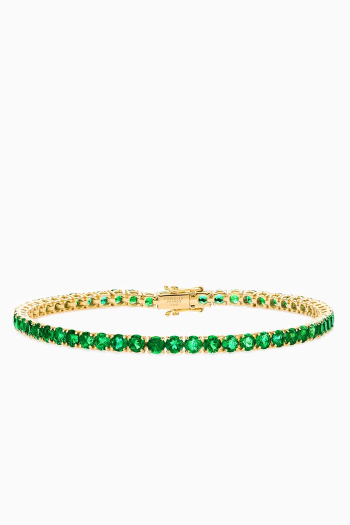 

Emerald Tennis Bracelet in 18kt Gold, Green