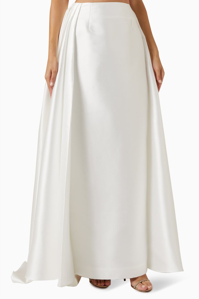 

Luciana Flared Maxi Skirt in Twill, White