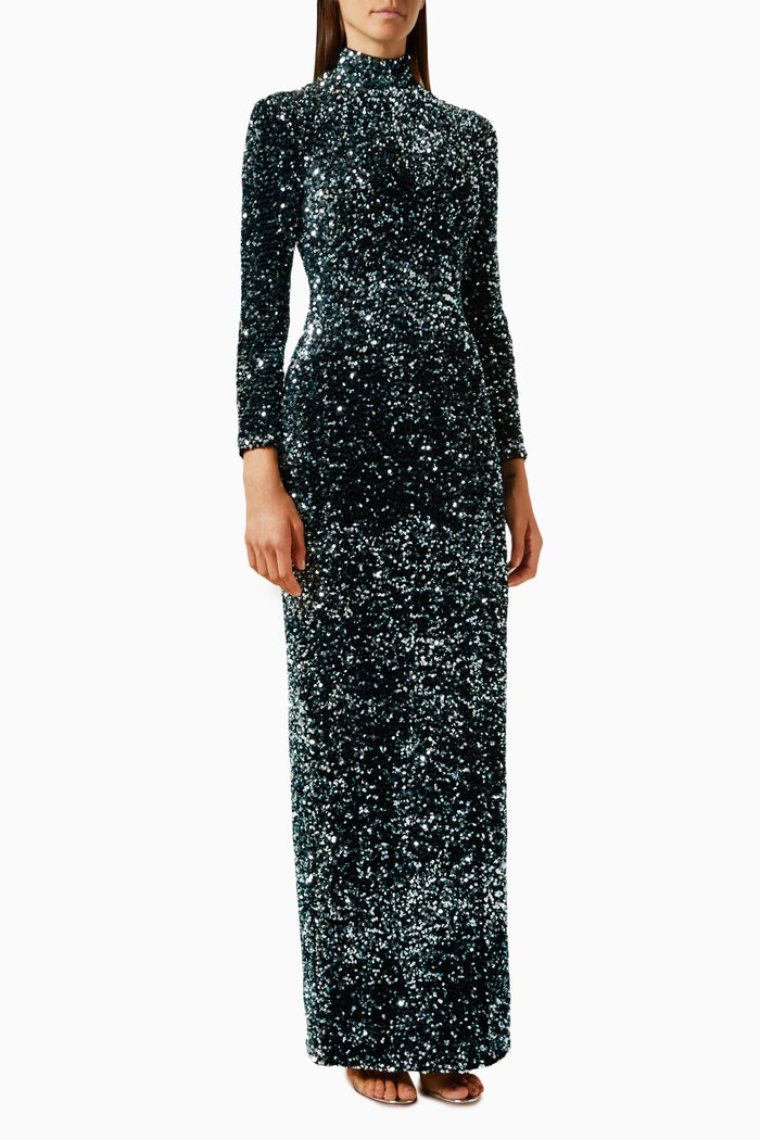 

Azra Sequinned Maxi Dress, Black