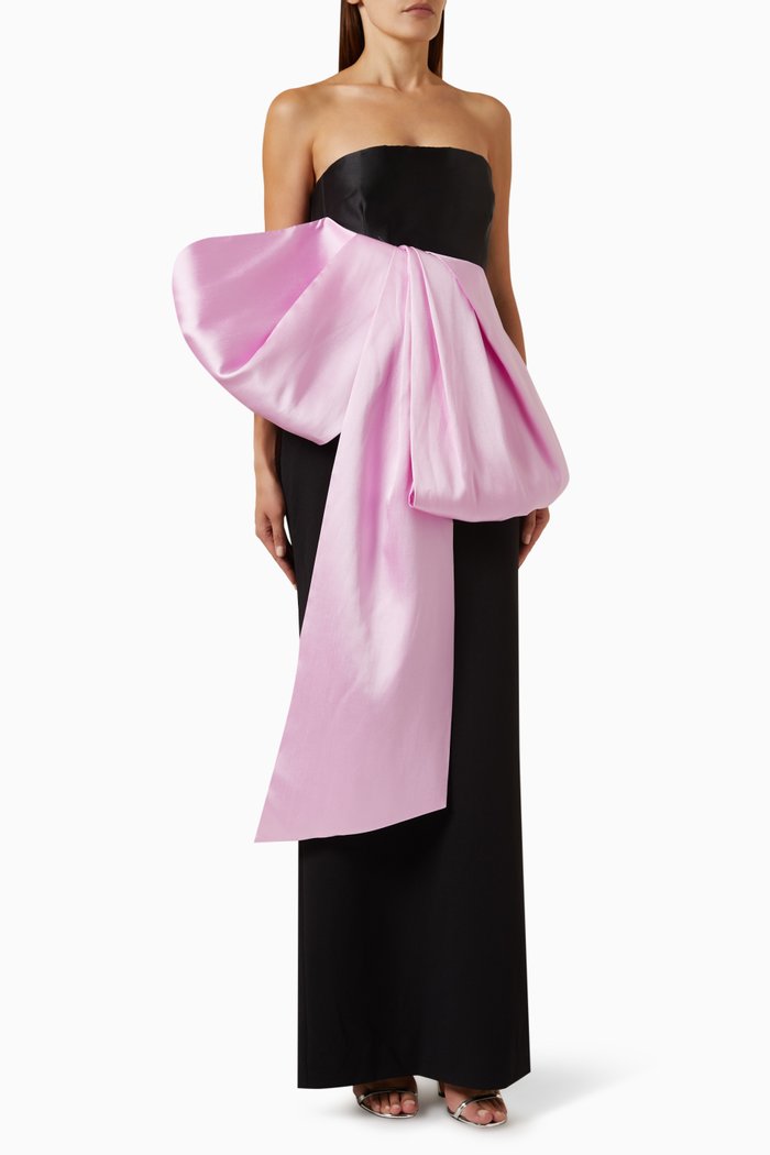 

Maeve Maxi Dress in Twill & Crepe-knit, Pink