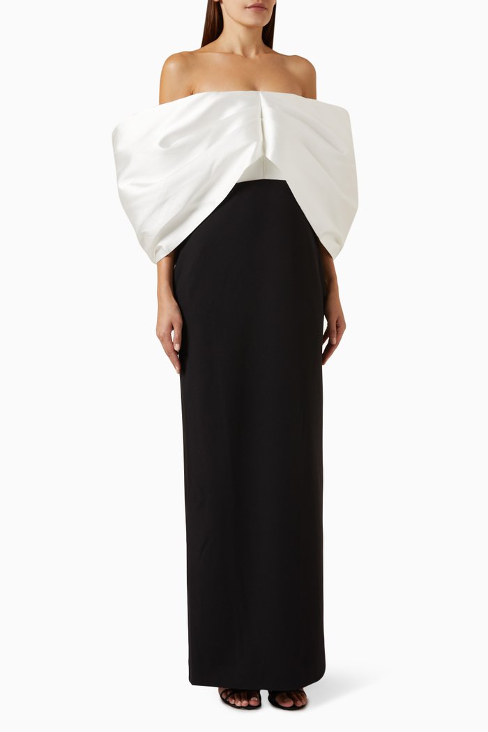 

Filippa Maxi Dress in Twill & Crepe-knit, Black