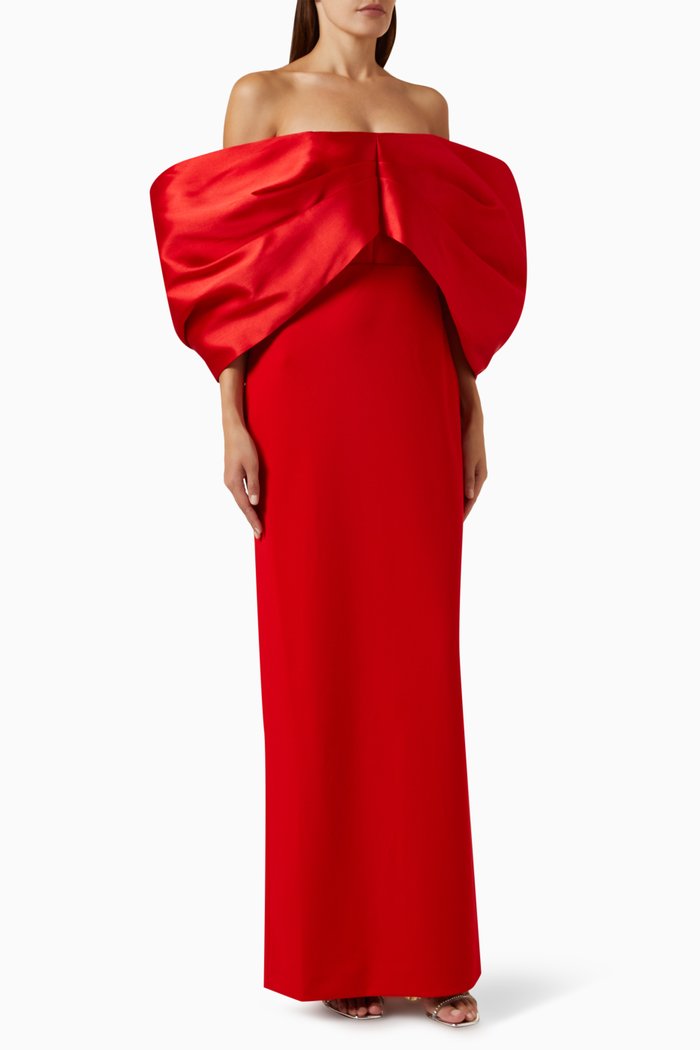 Filippa Maxi Dress in Twill & Crepe-knit, Red
