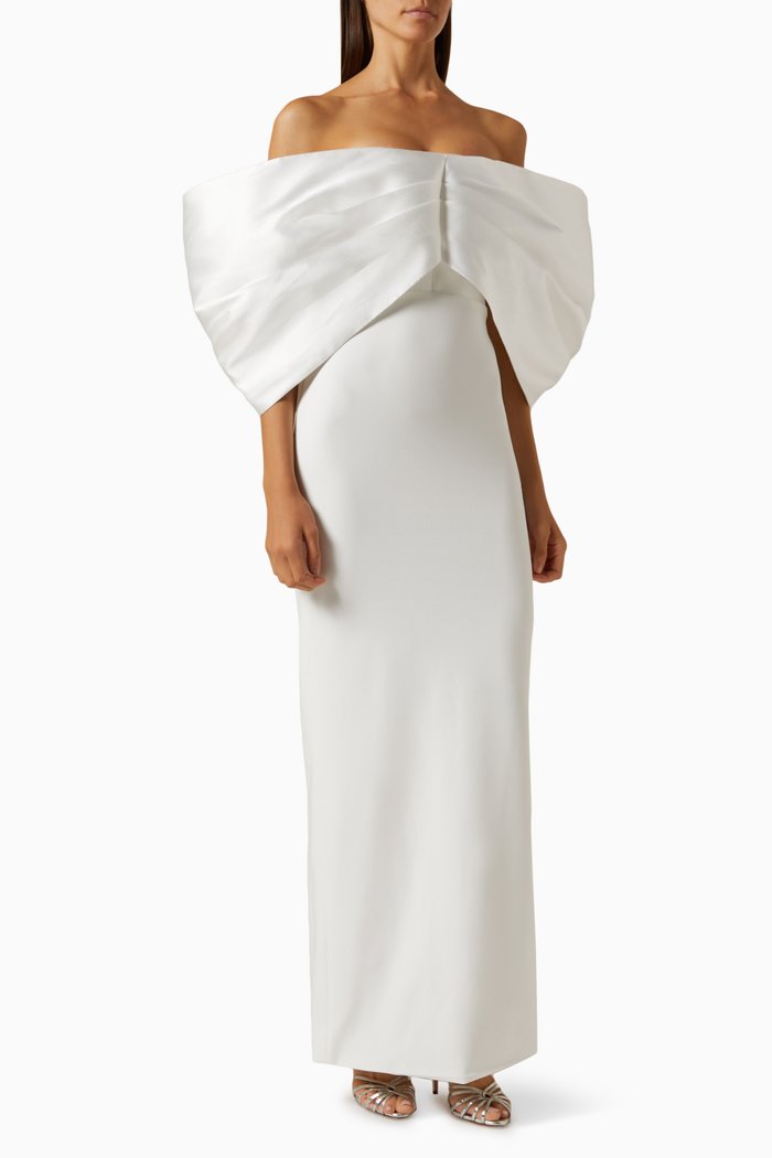 

Filippa Maxi Dress in Twill & Crepe-knit, White