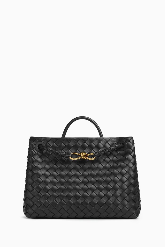 

Medium Andiamo Crossbody Bag in Intrecciato Leather, Black