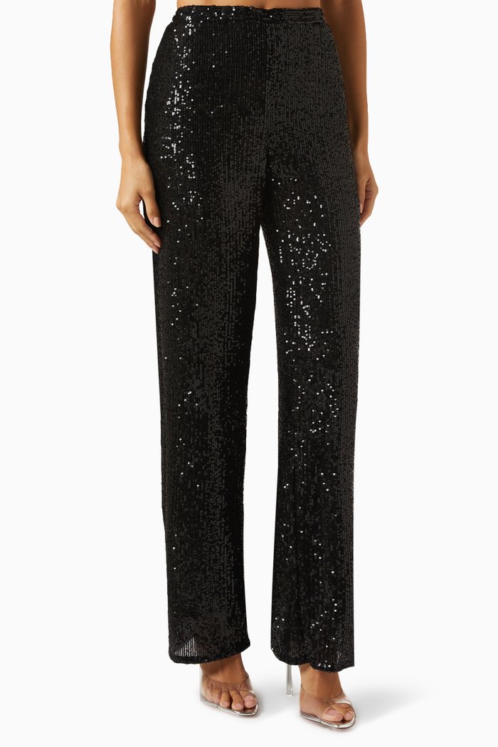 

Straight-fit Pants in Sequin, Black