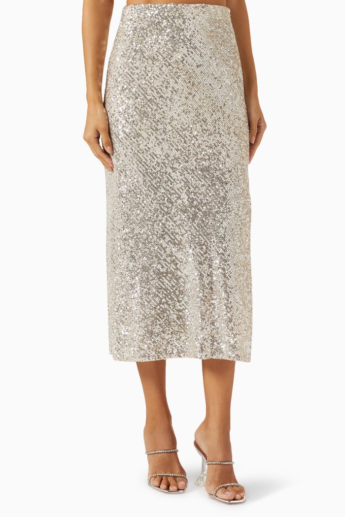 

Midi Skirt in Sequin, Silver