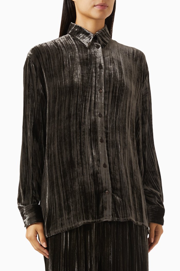 

Plisse Shirt in Velvet, Grey