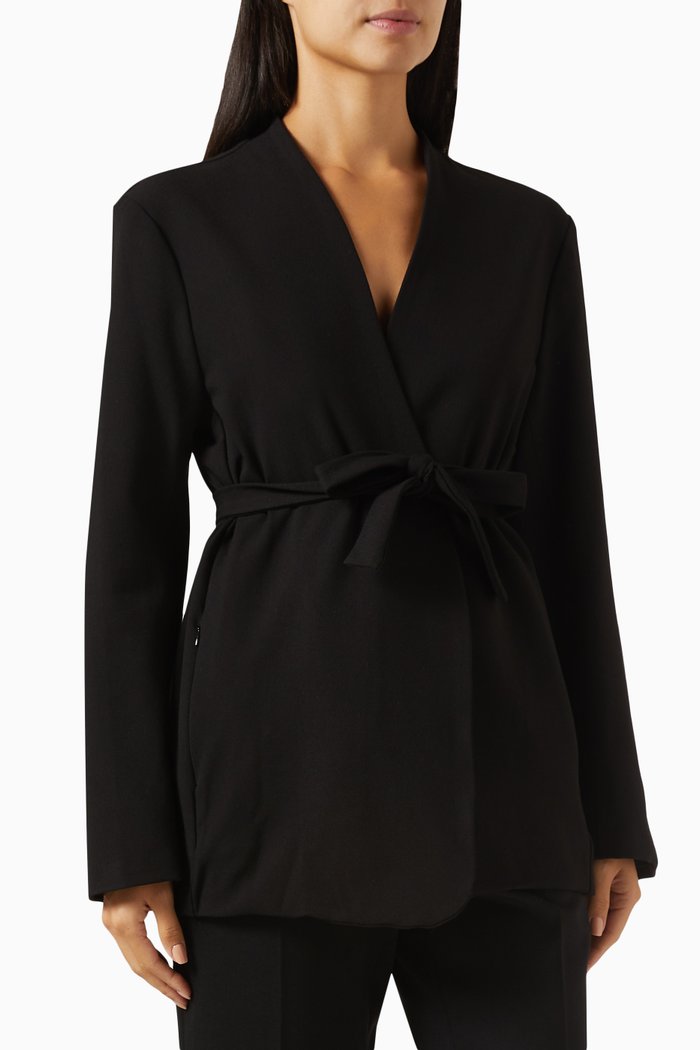

Belted Jacket in Crepe, Black