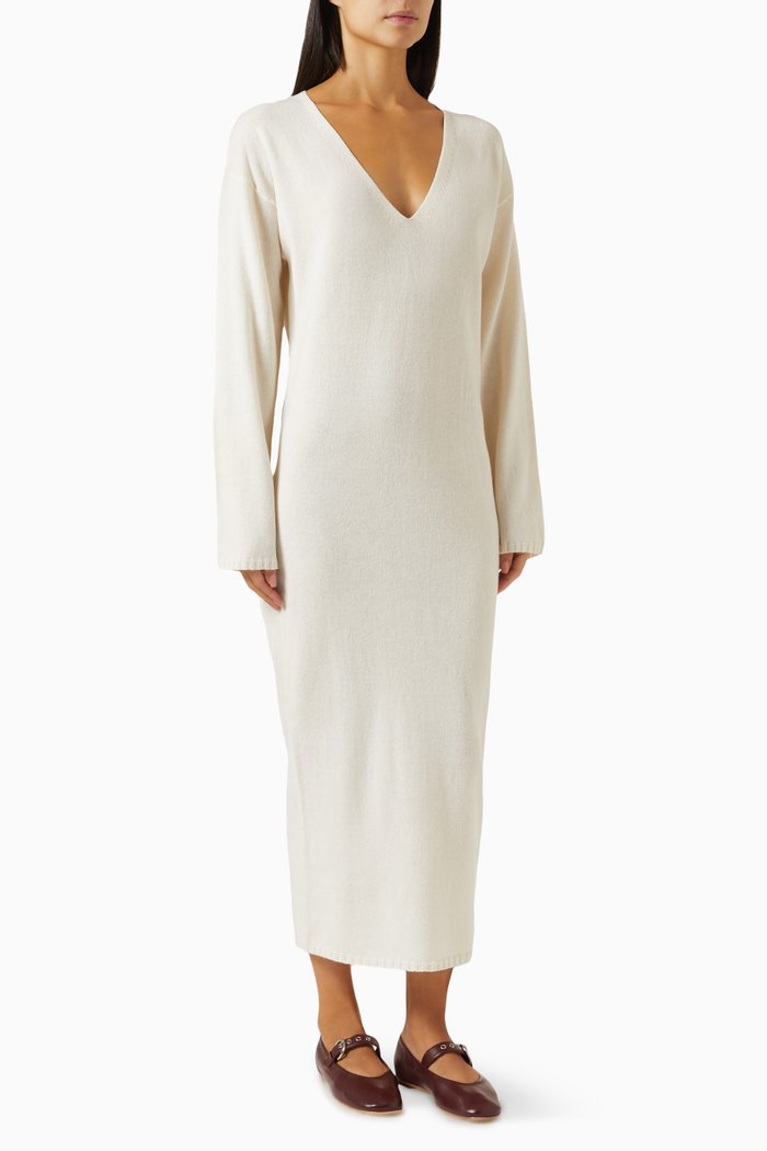 

Cocoon Sweater Maxi Dress in Wool-knit, Neutral