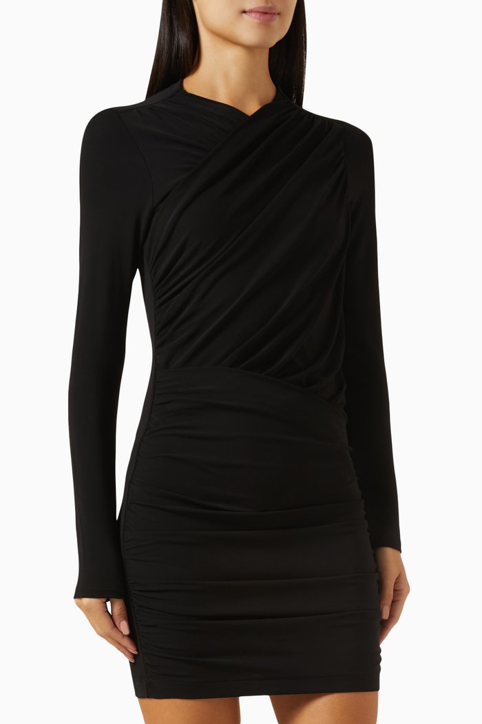 

Wrap Mini Dress in Matte-jersey, Black