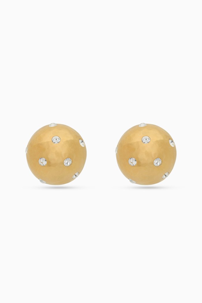

Rhinestone Dome Earrings in Metal, Gold
