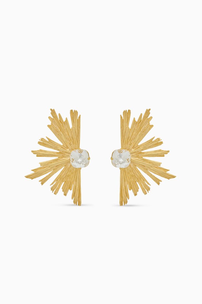 

Crystal Sunrise Clip-on Earrings in Gold-tone Metal