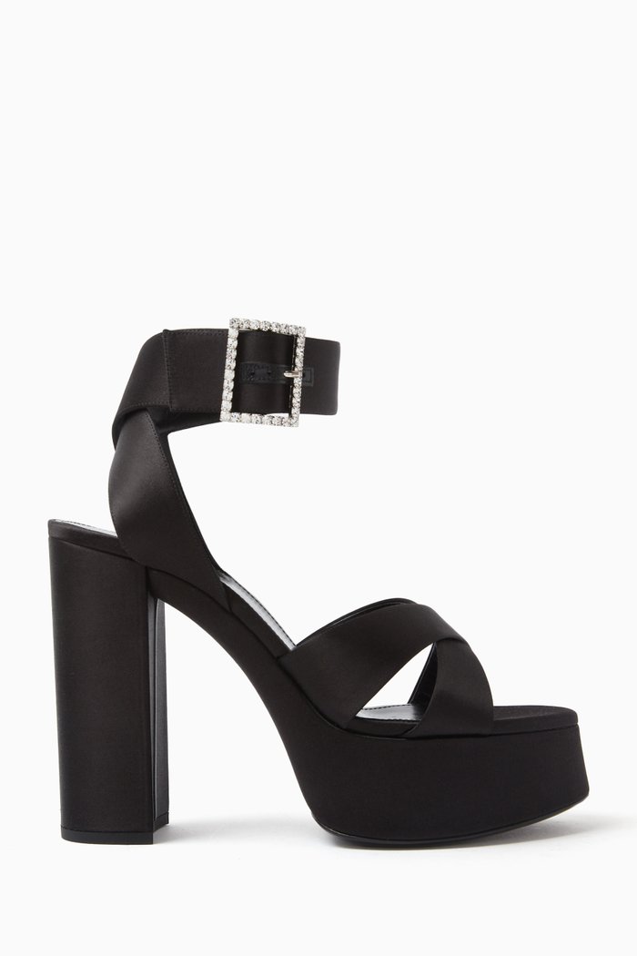 

Bianca Platform Sandals in Satin Crepe, Black