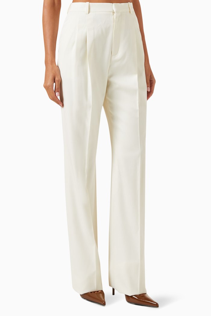 

Wide-leg Pants in Wool Gabardine, White