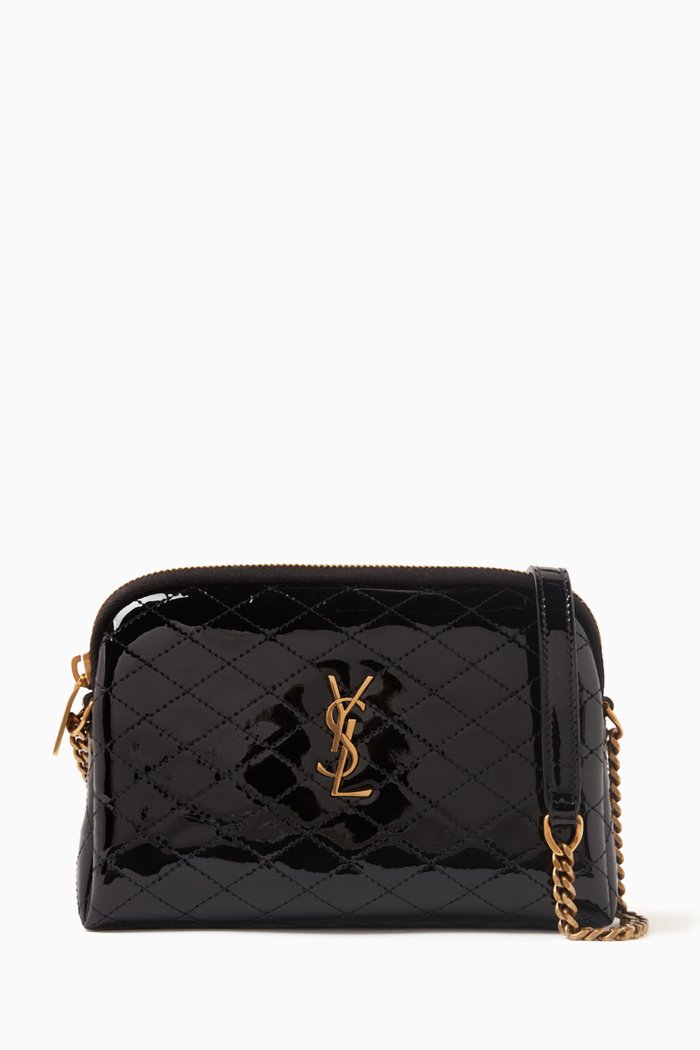 

Gaby Zipped Pouch in Quilted Patent Leather, Black