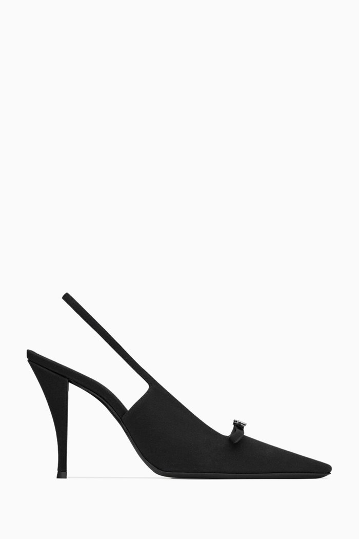 Sadie 95 Slingback Pumps in Crepe de Chine, Black