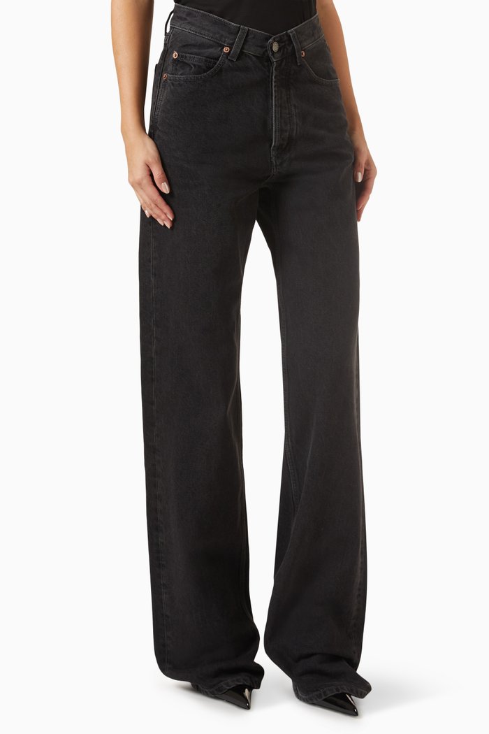 

90's V-waist Baggy Jeans in Denim, Black