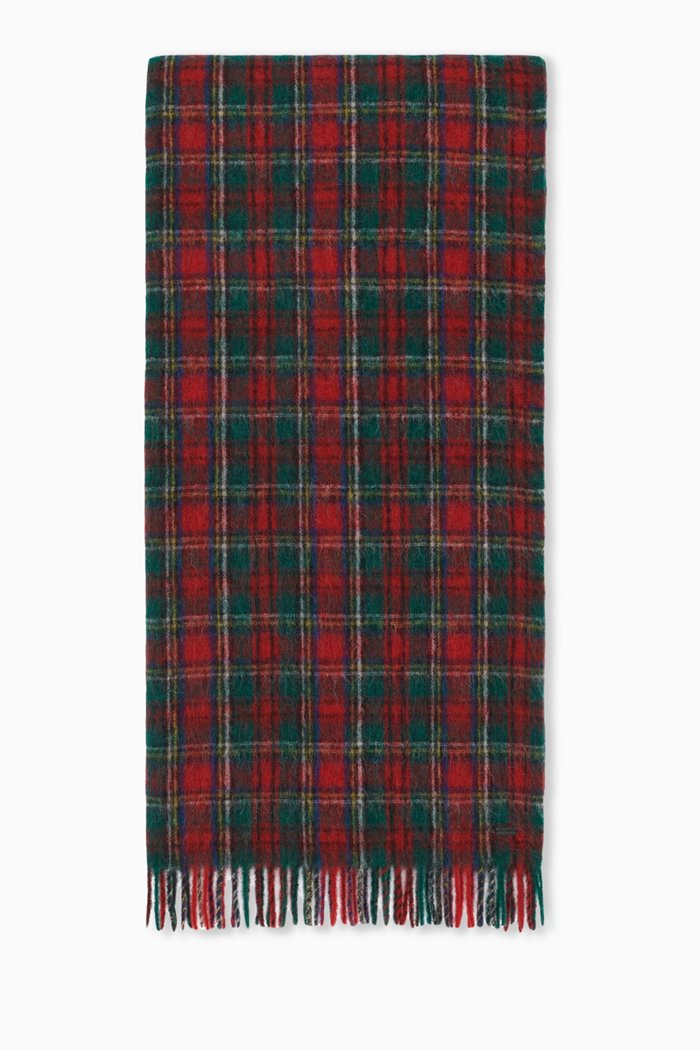 

Scottish Check Scarf in Wool blend, Green