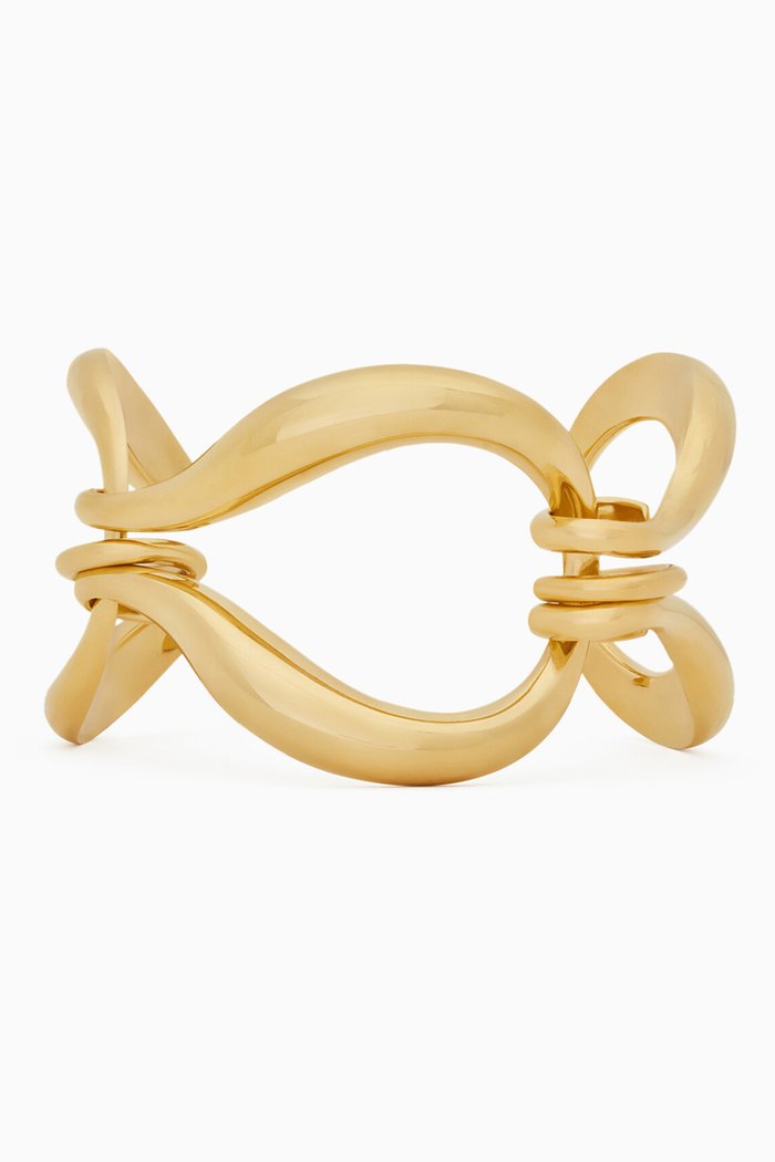 Oversized Hook-chain Bracelet in Metal, Gold