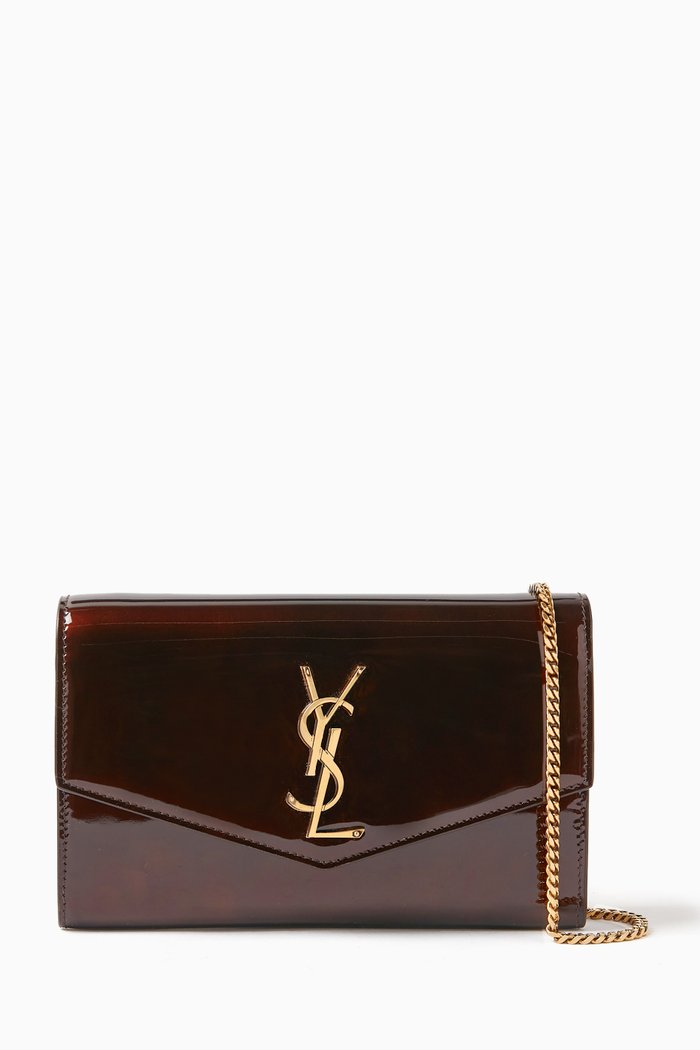 

Uptown Chain Wallet in Patent Leather, Red