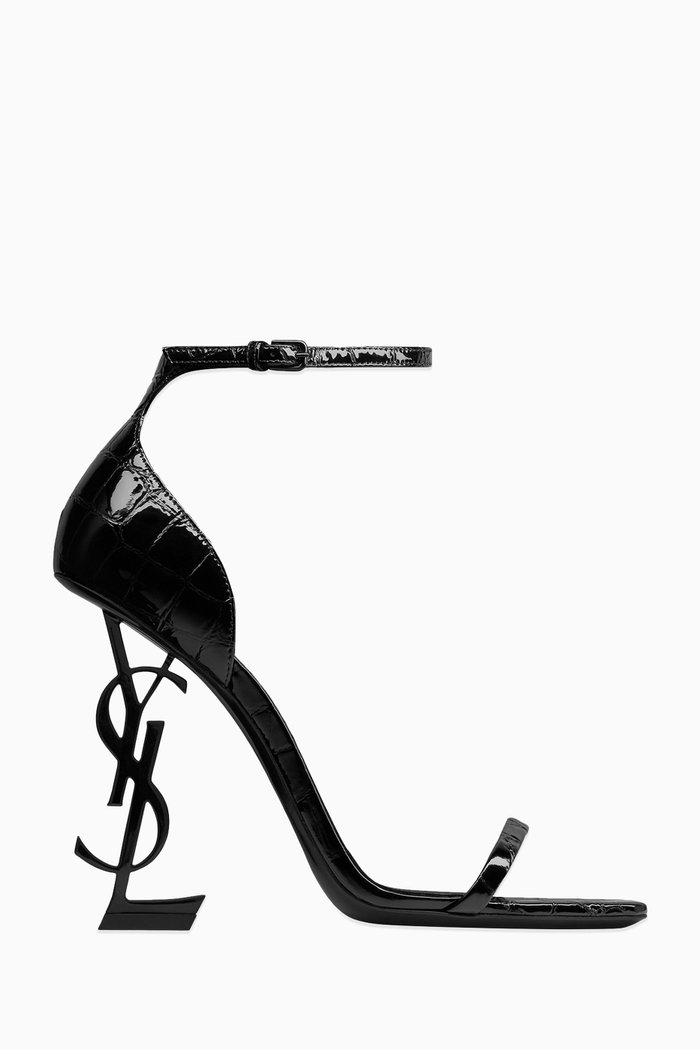 

Opyum 110 Sandals in Croc-embossed Leather, Black
