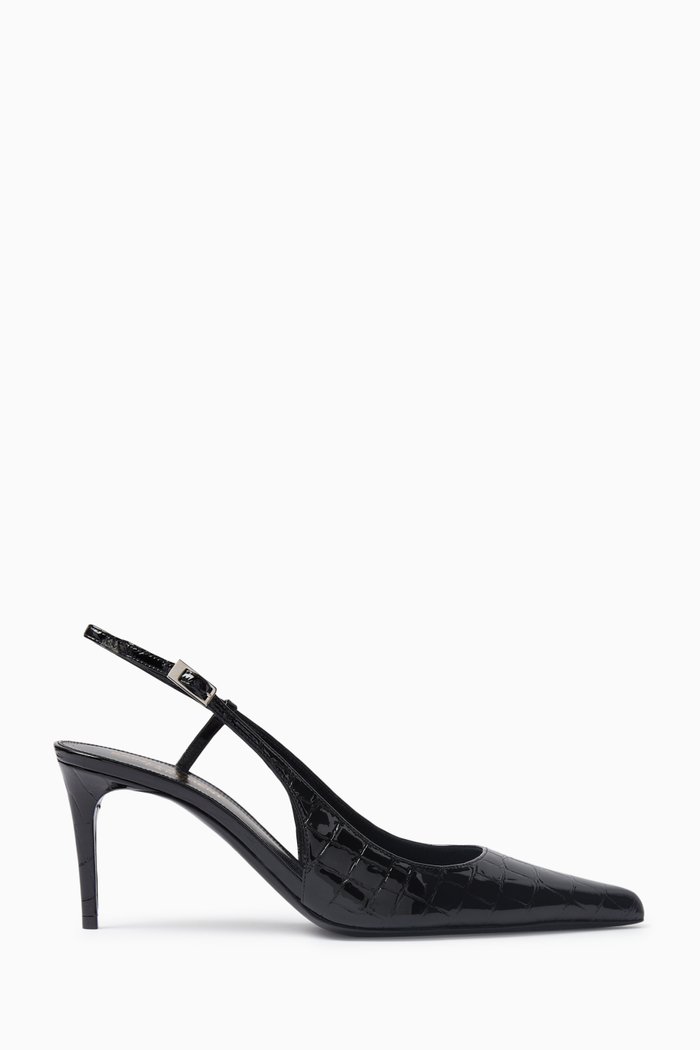 

Vendome 70 Slingback Pumps in Croc-embossed Leather, Black