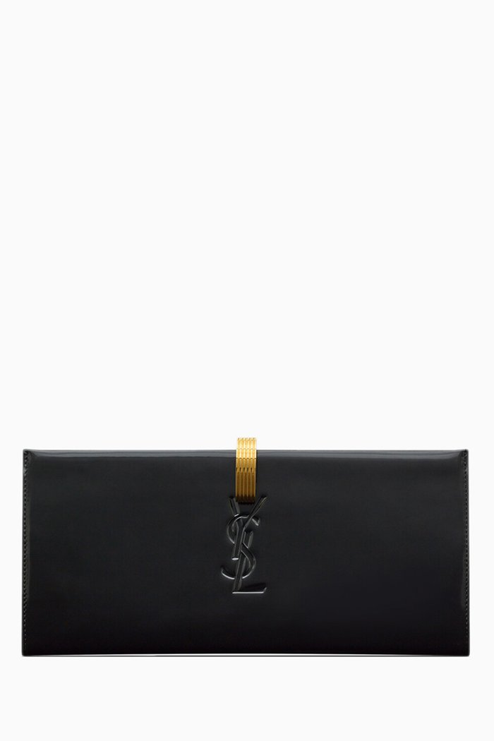 Daria Minaudière Clutch in Brushed Leather, Black