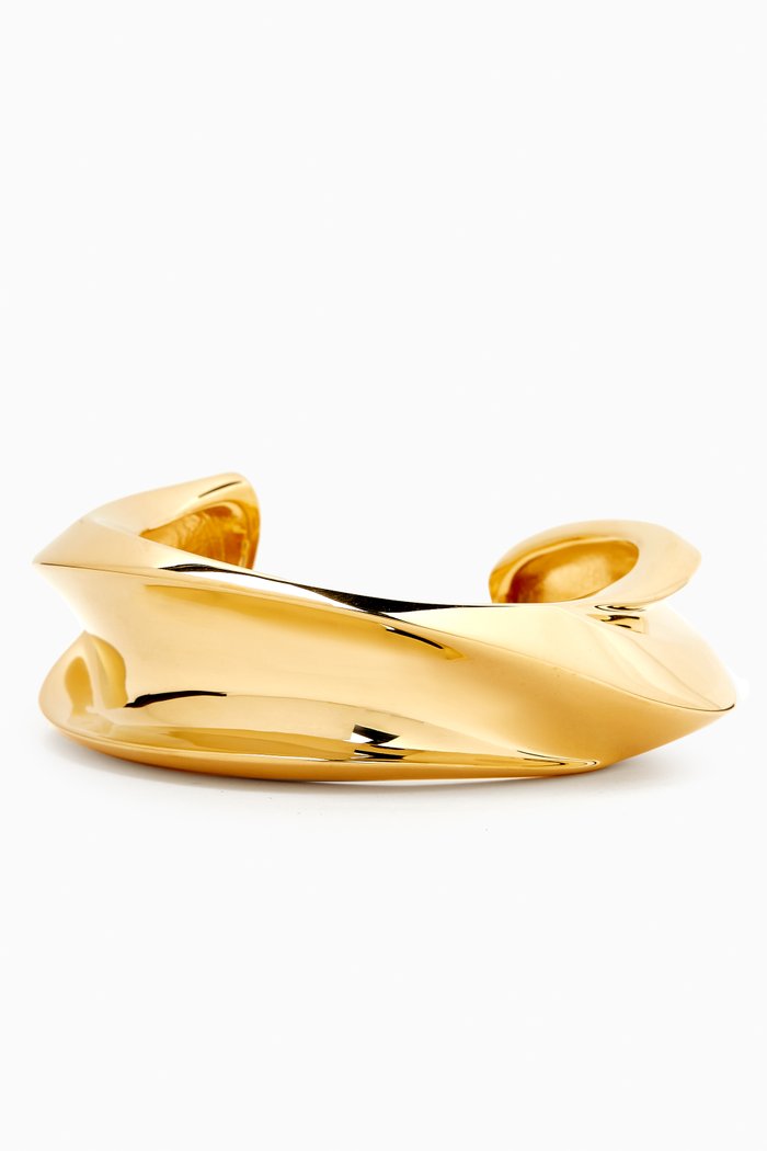 

Small Twist Cuff Bracelet in Metal, Gold