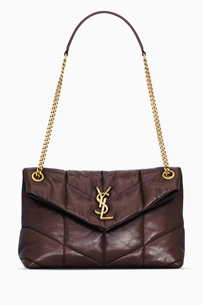 

Small Puffer Bag in Crinkled Leather, Red