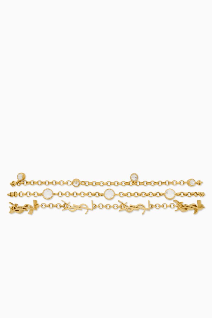 Cassandre Crystal Multi-Chain Bracelet in Brass, Gold