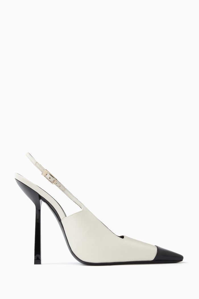 

Ines 100 Slingback Pumps in Satin, White