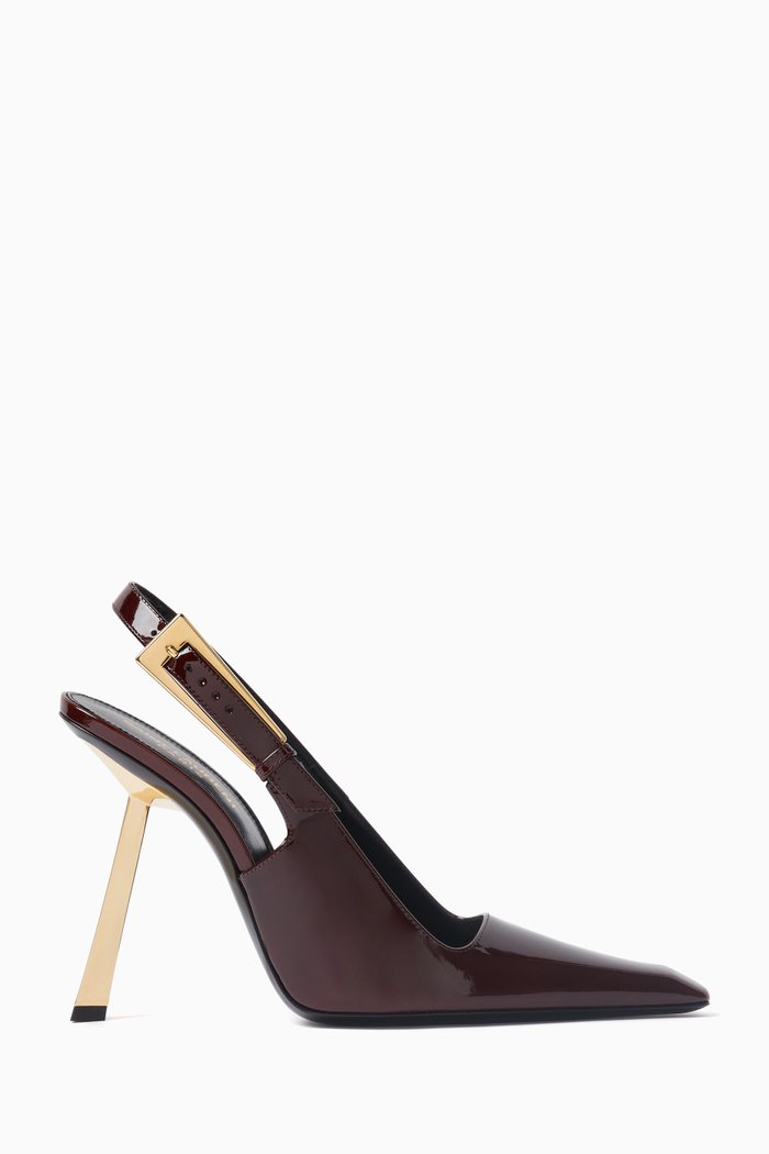 

Lee Slingback Pumps in Patent Leather, Brown