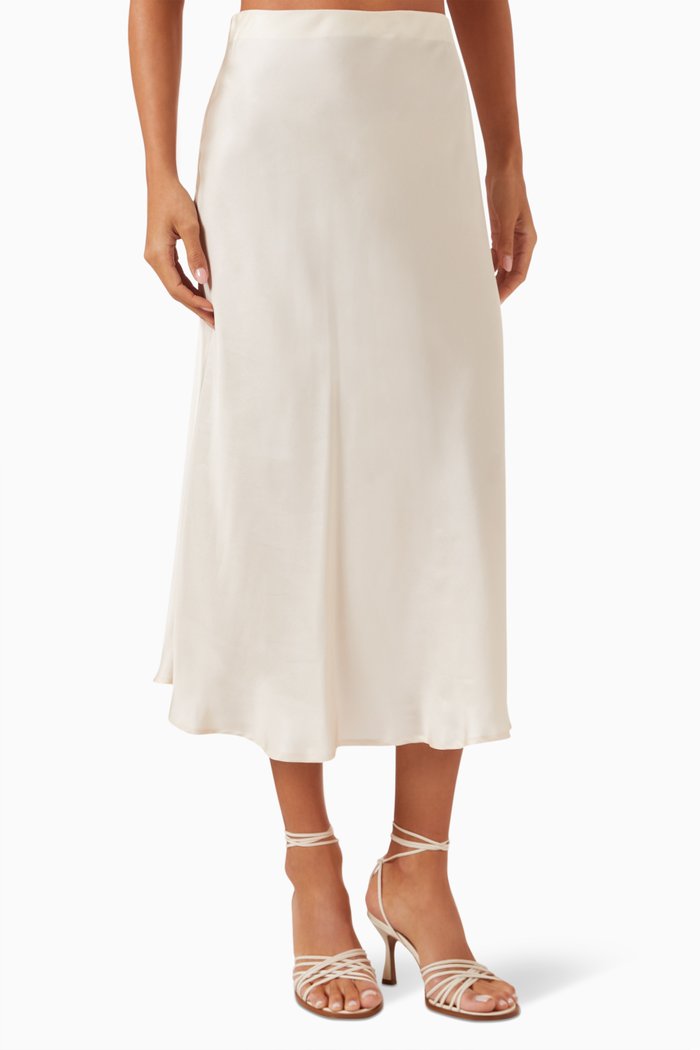 

Aksou Midi Skirt in Silk, White