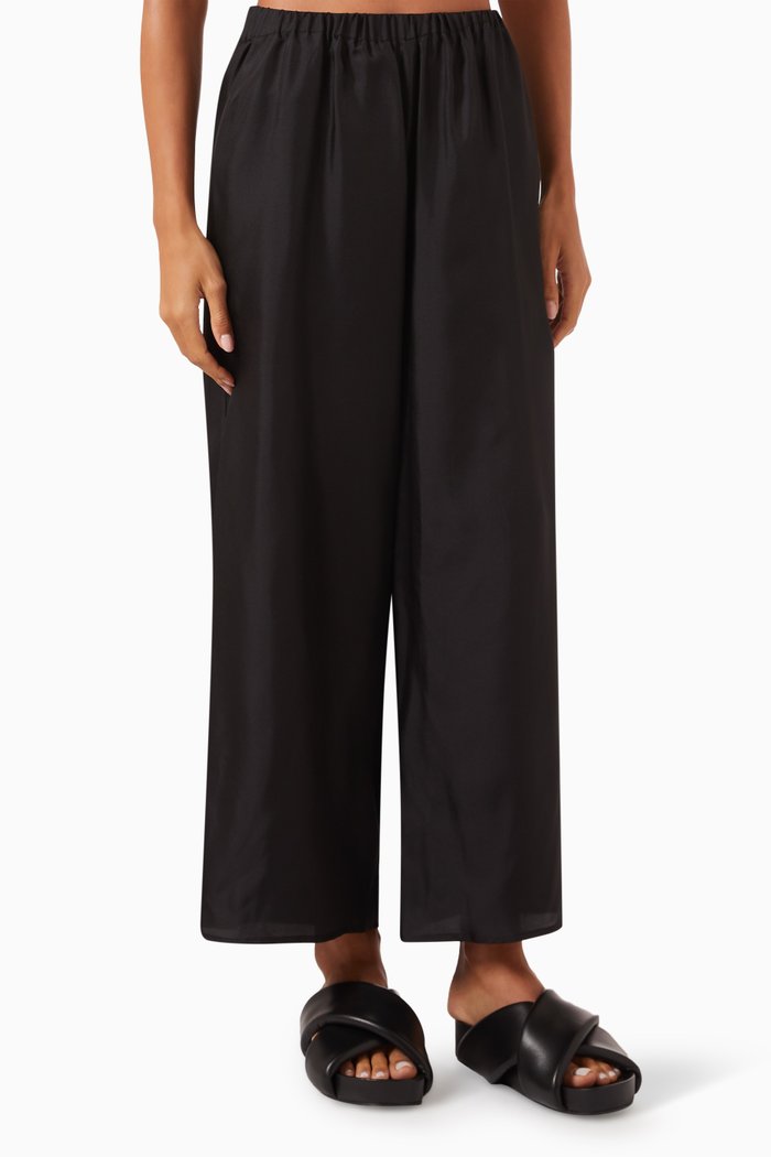 

Pamir Wide-leg Pants in Silk, Black