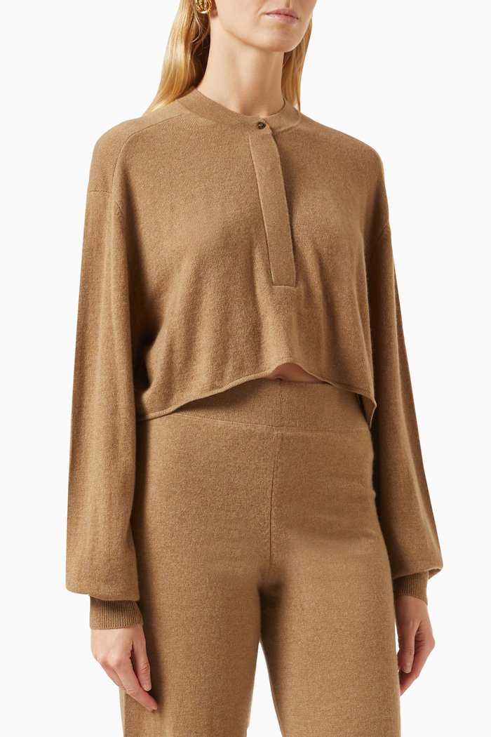

Bulgan Cropped Sweater in Cashmere, Brown