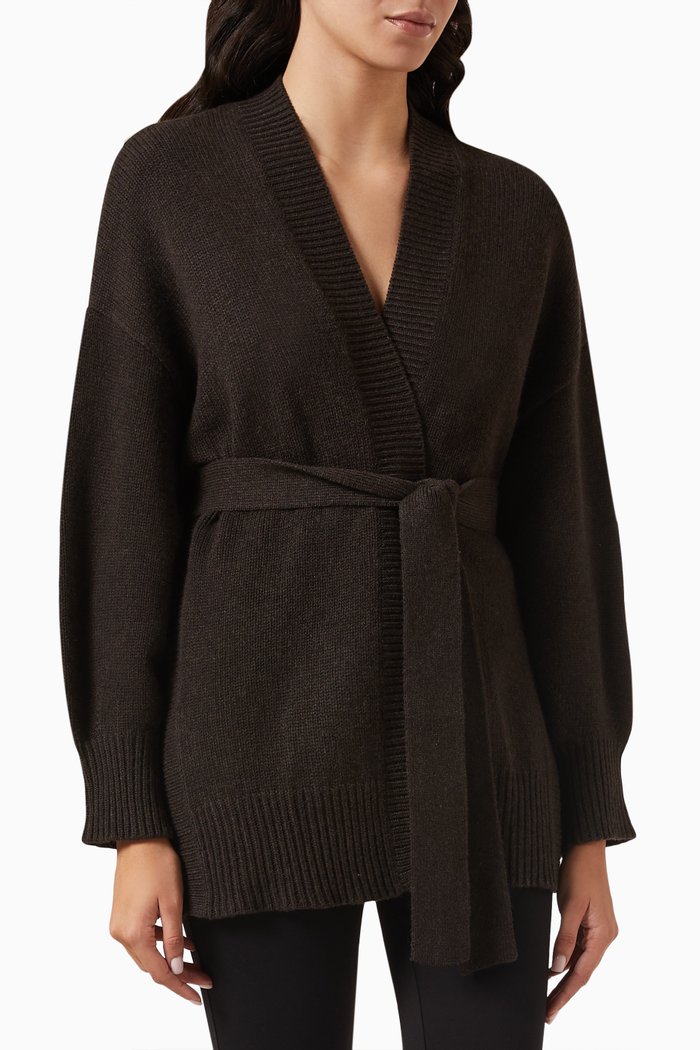 

Aomori Belted Cardigan in Organic Cashmere, Brown