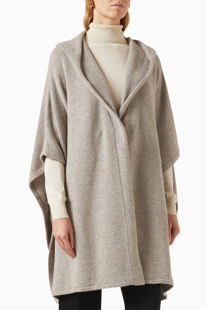 Kaya Hooded Cape in Cashmere, Brown