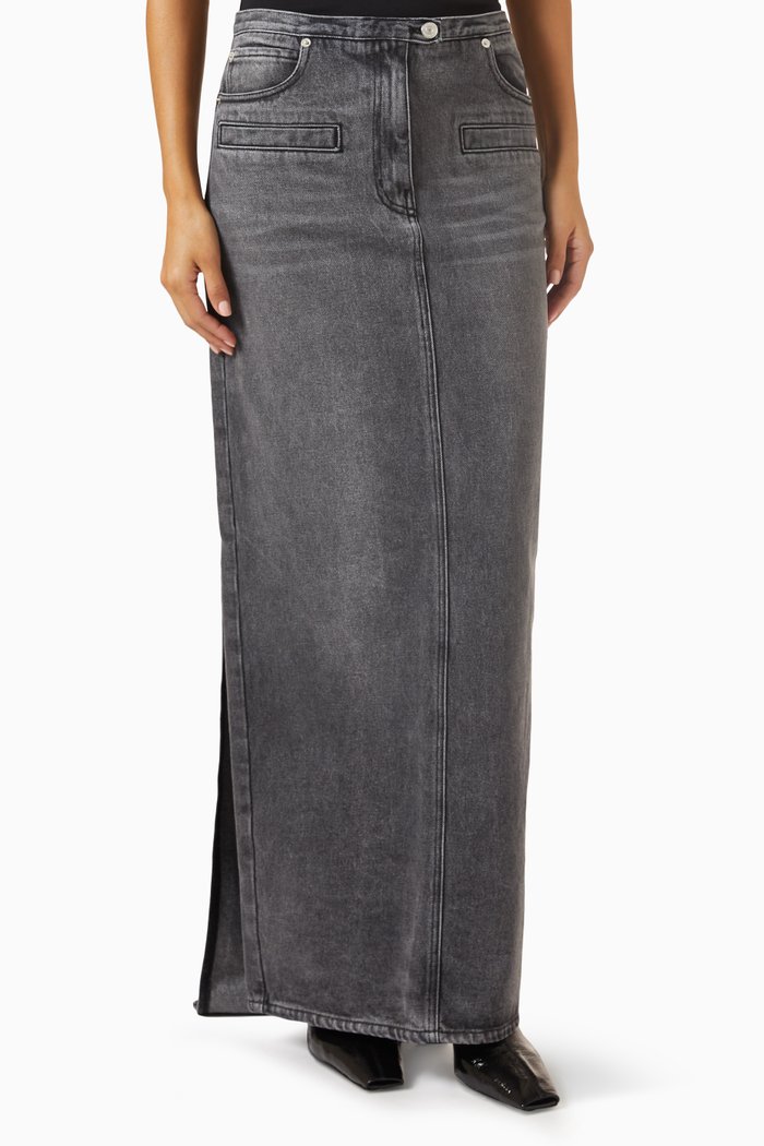 

Heritage Maxi Skirt in Denim, Grey