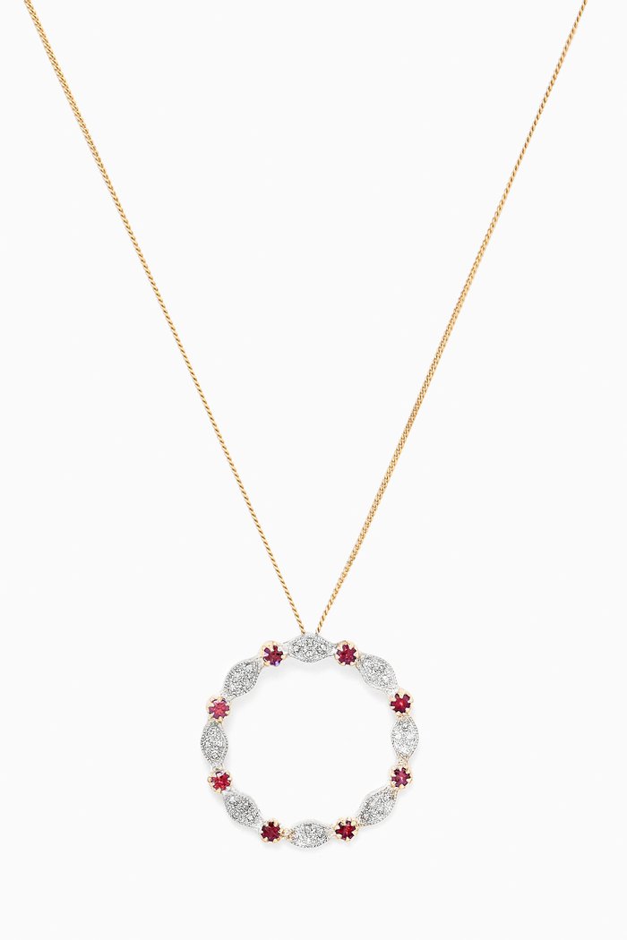 Ava N2 Diamond & Pink Sapphire Necklace in 14kt Gold, Yellow