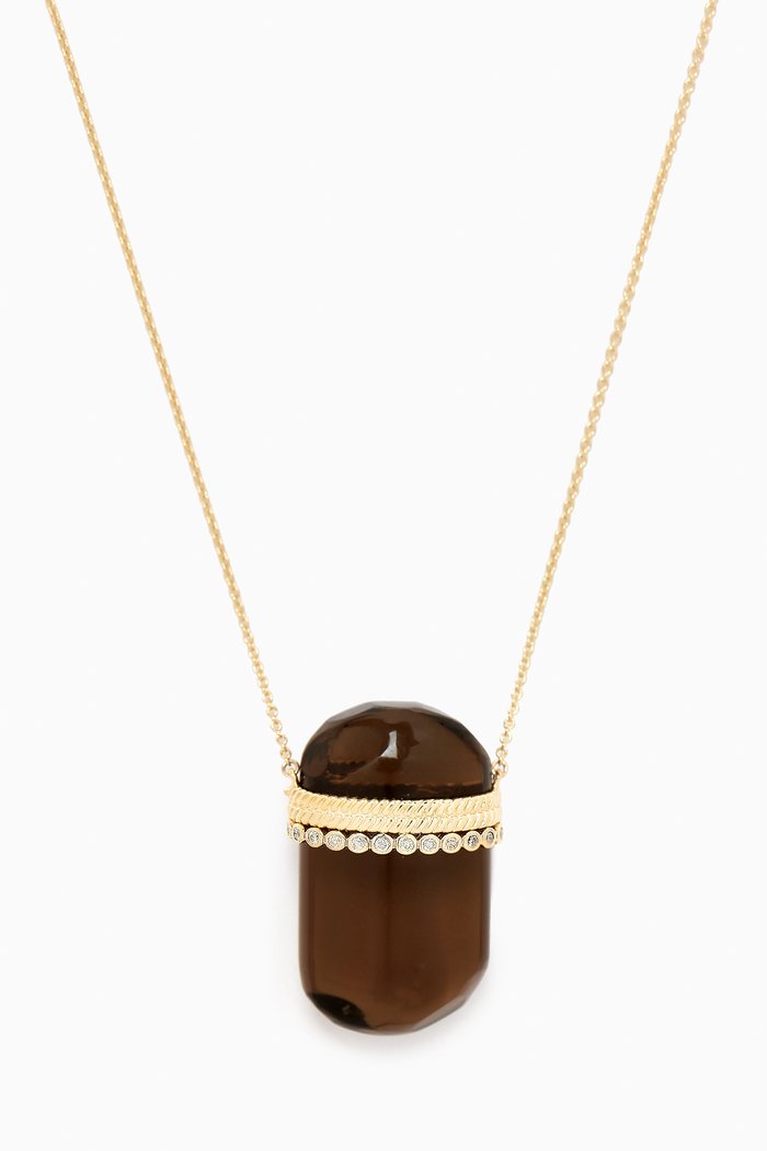 

Jil Smoky Quartz & Diamond Necklace in 14kt Gold, Yellow