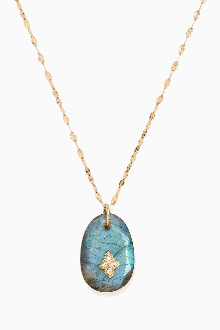 

Gaia N1 Diamond & Labradorite Necklace in 14kt Gold, Yellow