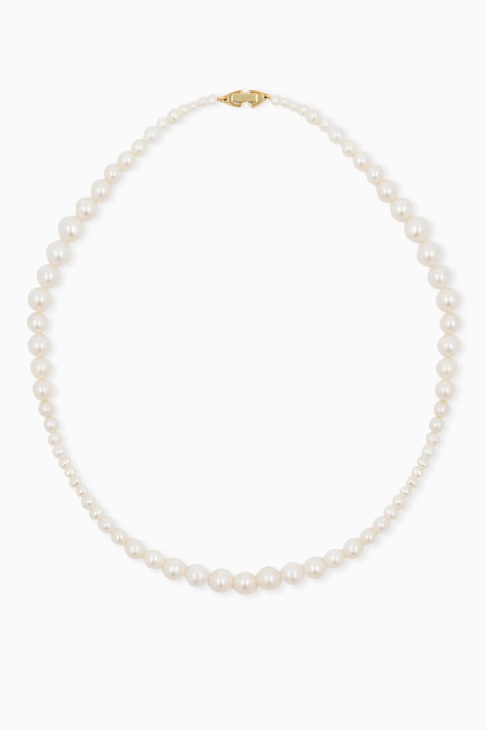 

Classic Freshwater Pearl Necklace in 18kt Gold-plated Sterling Silver, Yellow