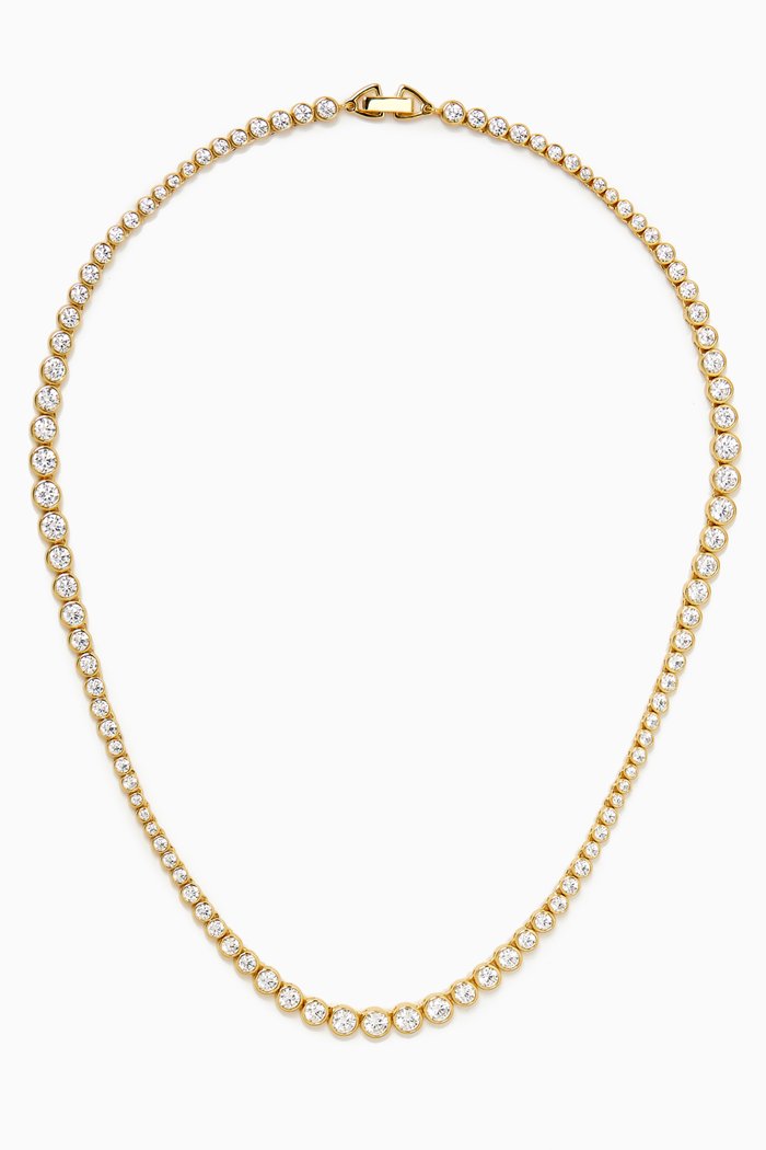 Tennis Necklace in 18kt Gold-plated Sterling Silver, Yellow