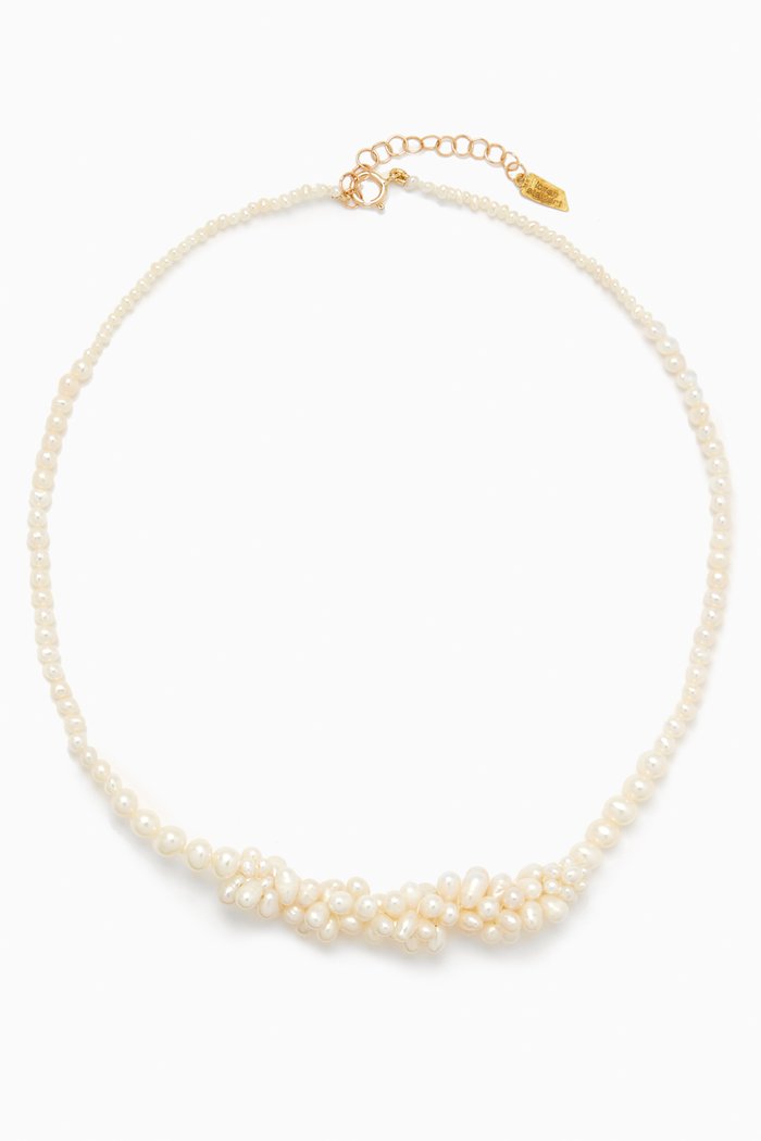 Genesis Cluster Pearl Necklace in 14kt Gold, Yellow