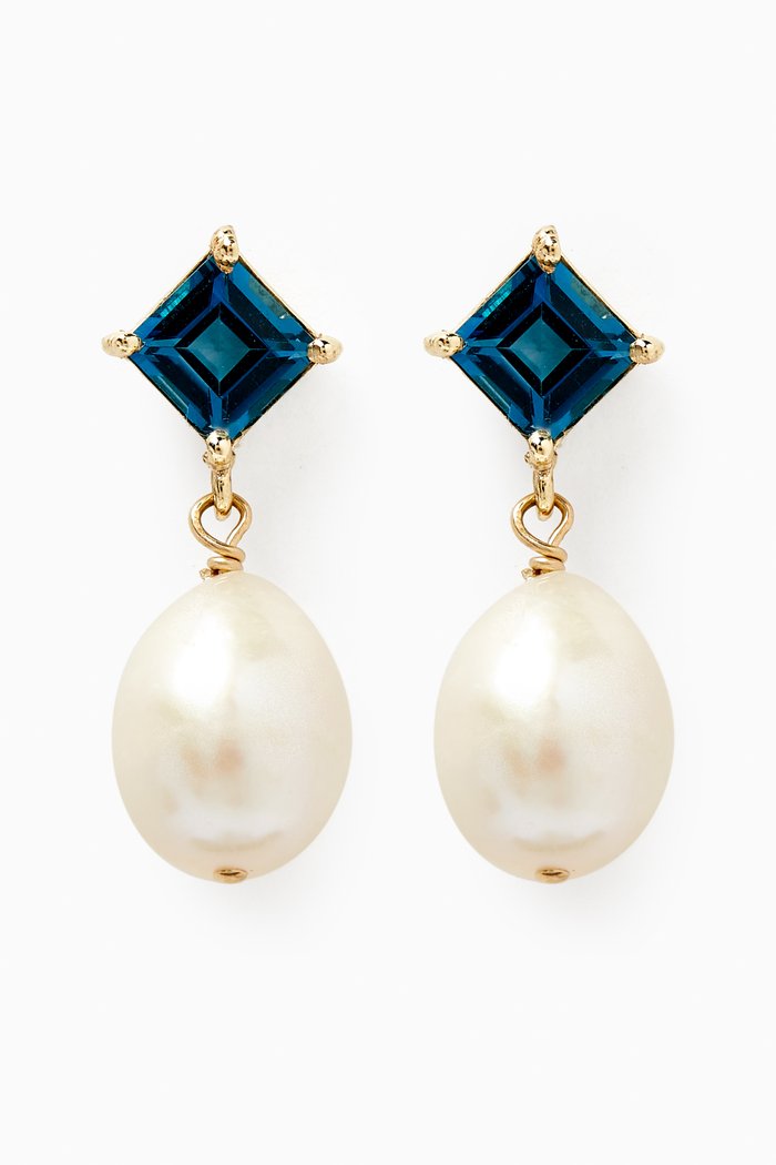 Pearl & Gem Baroque Drop Earrings in 14kt Gold, Yellow