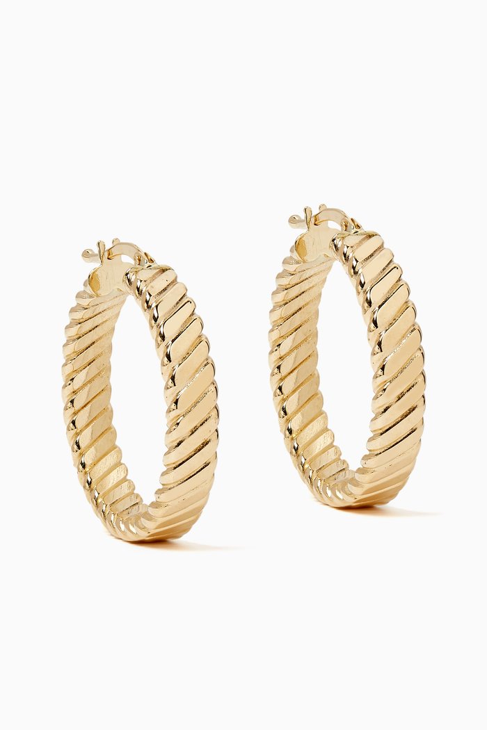 

Ribbed Hoops in 14kt Gold, Yellow