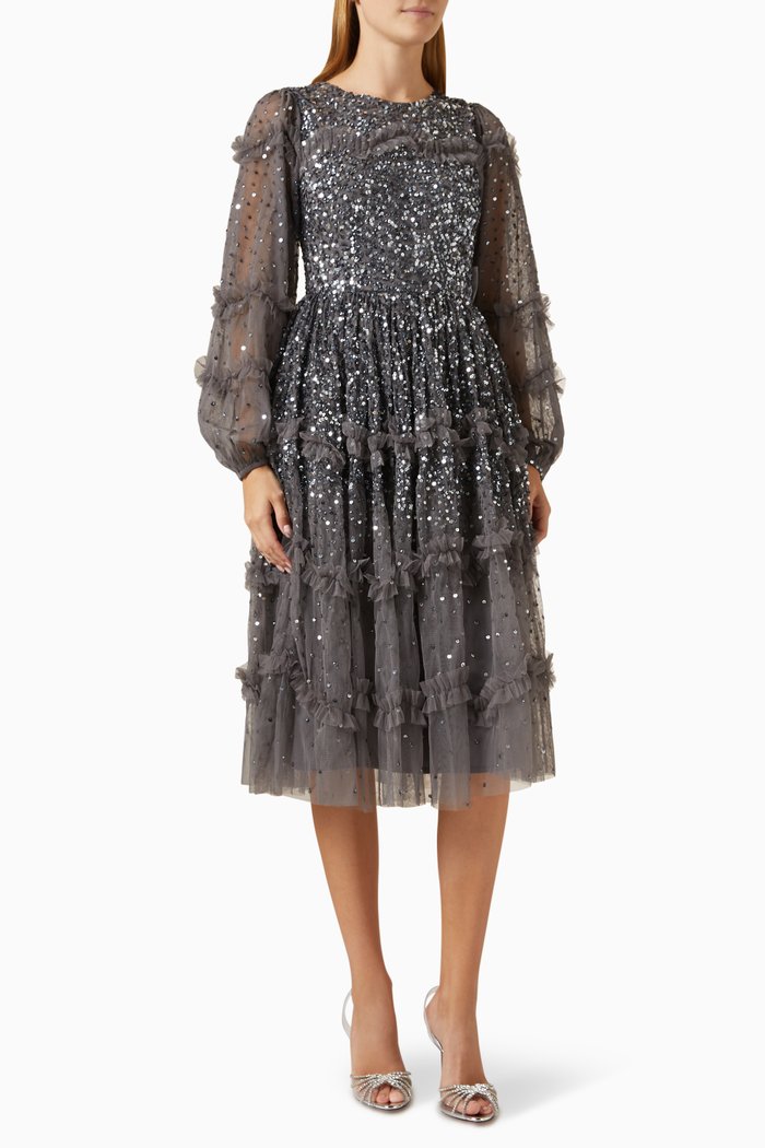 

Embellished Midi Dress, Grey