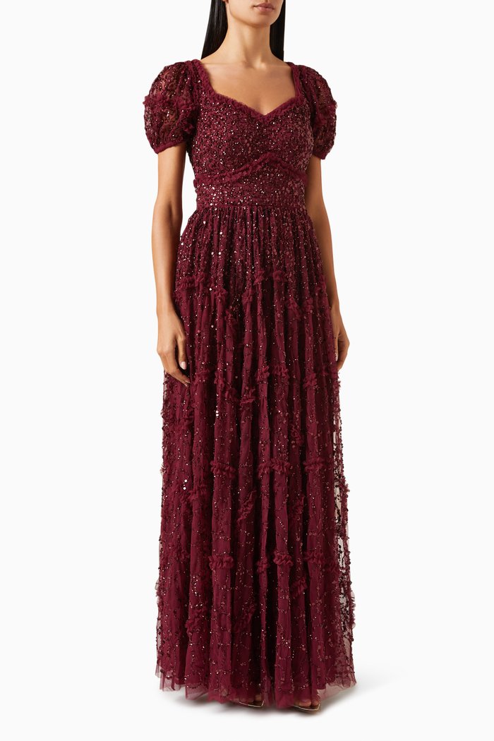 

All-over Sequin-embellished Maxi Dress, Red